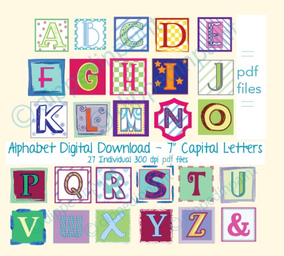 alphabet pdf files uppercase 300 dpi printable instant