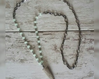 Gunmetal, Mint Green, and Authentic Horn Necklace - Charm Candy Studio