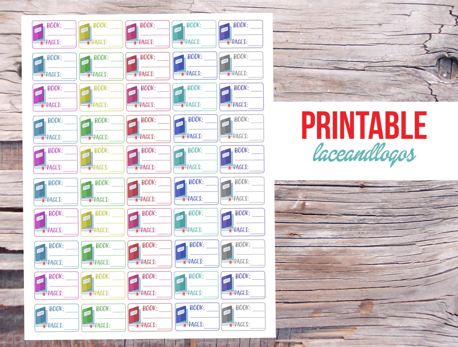 printable planner stickers book page reading tracker happy