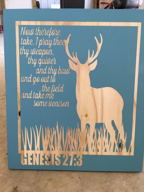 Wood sign Deer bible verse wood sign blue/ by sherriesvinyldesign