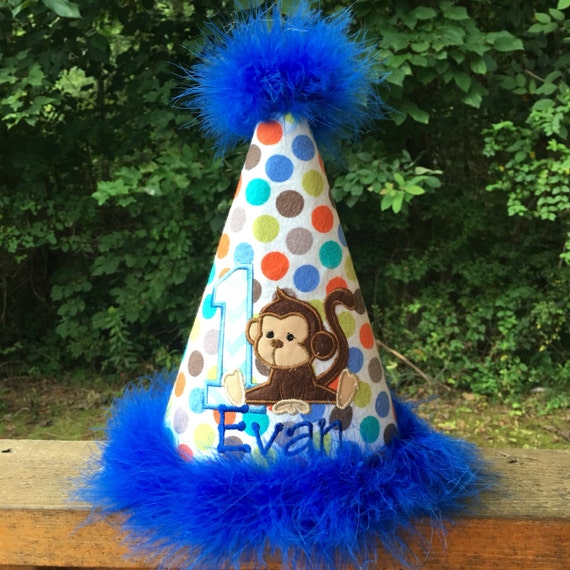 1st Birthday Monkey Party Hat 