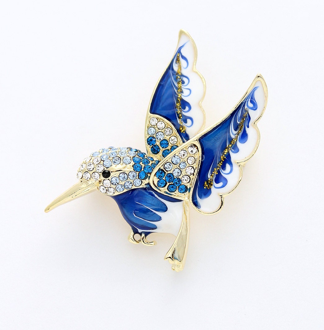 Hummingbird Brooch Hummingbird Broach Crystal Gold Royal