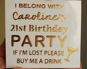 21st Birthday Custom Temporary Tattoos, 21st Birthday Temporary Tattoo Party Favors, Birthday Tattoos