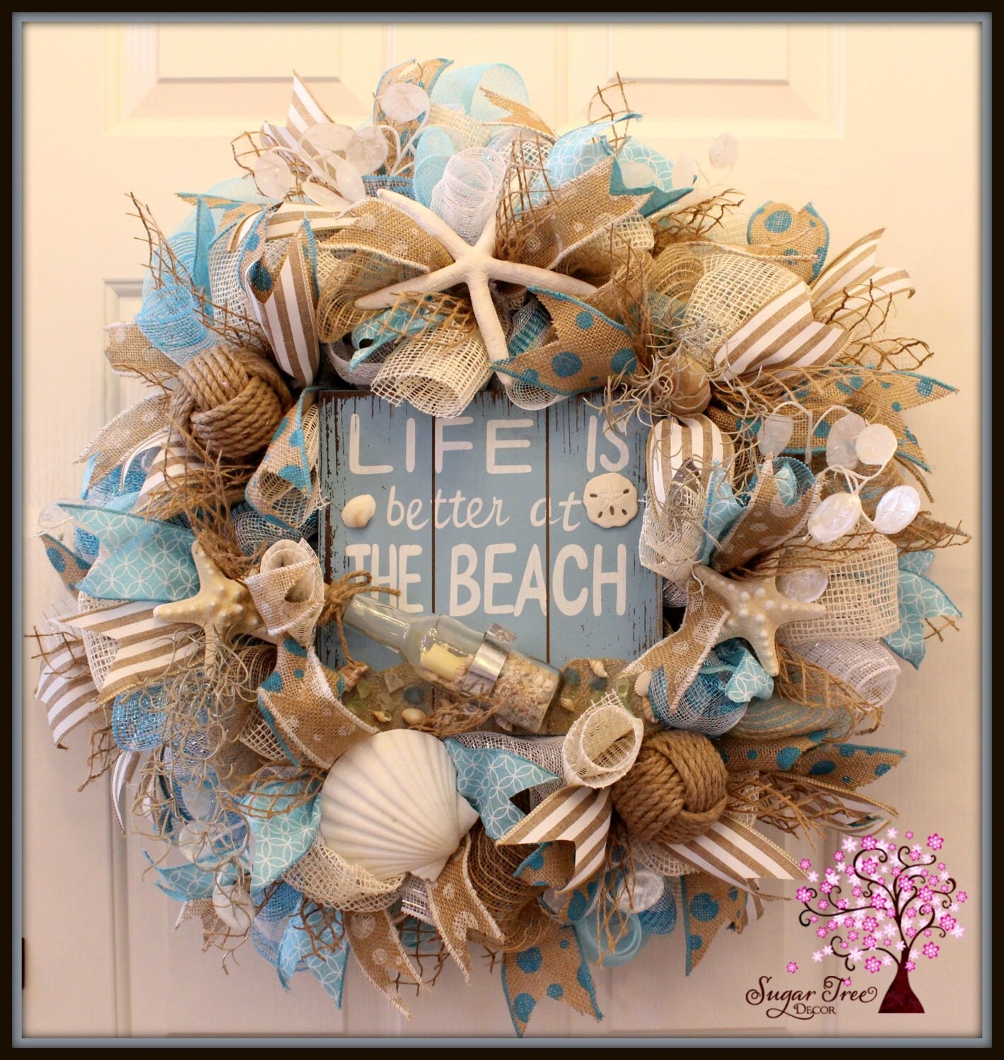 Beach Wreath Beach Themed Wreath Summer Wreath Deco Mesh