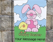 Happy Easter Custom Garden Flag, Easter Garden Flag, Easter Personalized Garden Flag