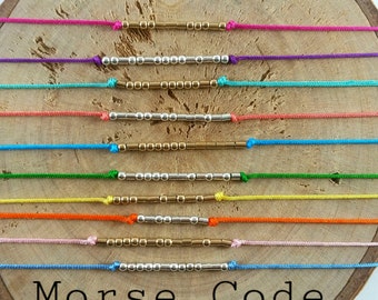 SISTER morse code bracelet, CUSTOM morse code bracelet, secret message morse code bracelet, silk bracelet, sterling silver gold filled, gift