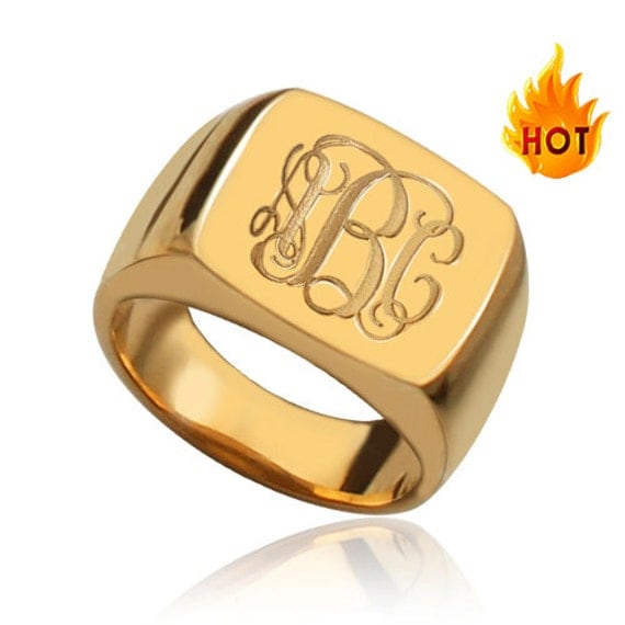 Personalized Rose-Gold Monogram Ring Rose-Gold Initial