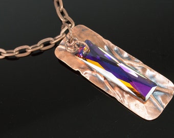 Folded Copper with Volcano Crystal necklace