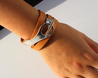 natural leather bracelet womens leather bracelet 3rd anniversary natural leather wrap bracelet gift for her mothers day leather gift for her