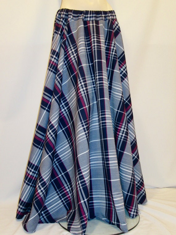 Tartan Plaid Skirt with side Pocket long Maxi ircle