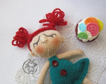 Toy for sleep. Doll for small babies- knitting pattern (knitted round). Amigurumi doll