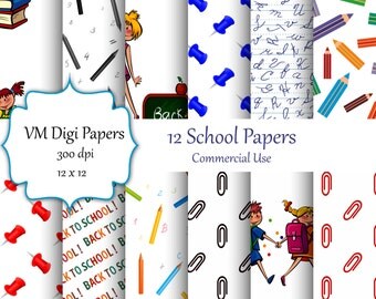 School Digital Paper, Backgrounds Kids, School Background, Background School, Kids Paper, Commercial Use