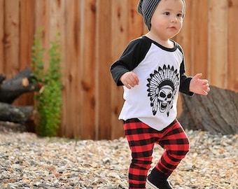 Red & Black Buffalo Plaid Baby Leggings - Baby Boy Leggings - Baby Girl Leggings - Baby Pants - Toddler Leggings - Baby Shower Gift Baby