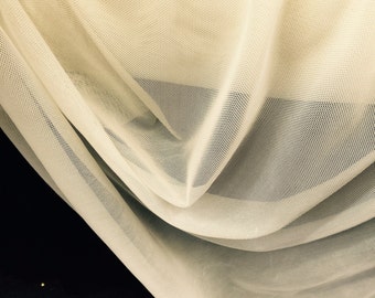 60 in w Ivory 4 way stretch English mesh Fabric by the yard