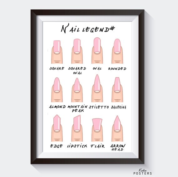 Nail shapes nailart makeup poster printable by ITillustrations