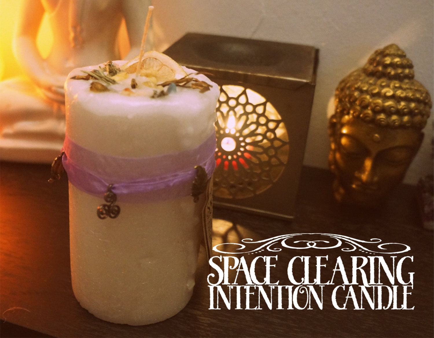 Space Clearing Candle Sacred Space with herbs and by HealingMagick