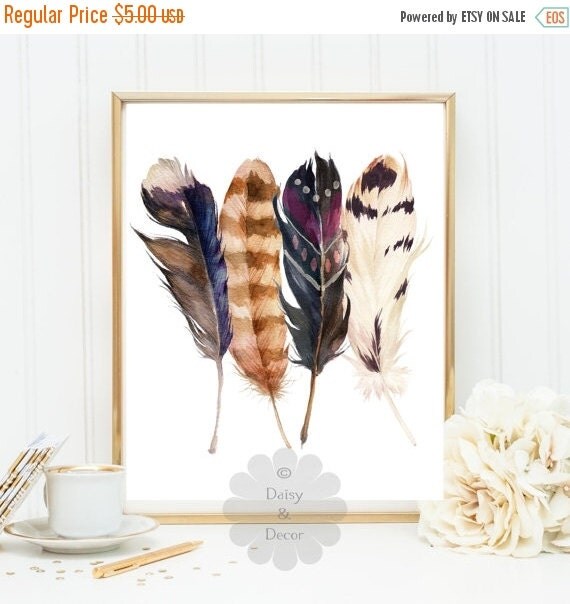 Feathers Art Print teen room nursery playroom by DaisyandDecor