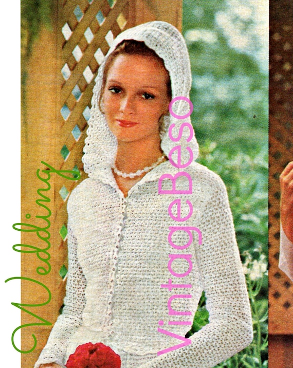 Hooded Jacket Crochet Pattern Vintage 1970s Diy Retro Wedding