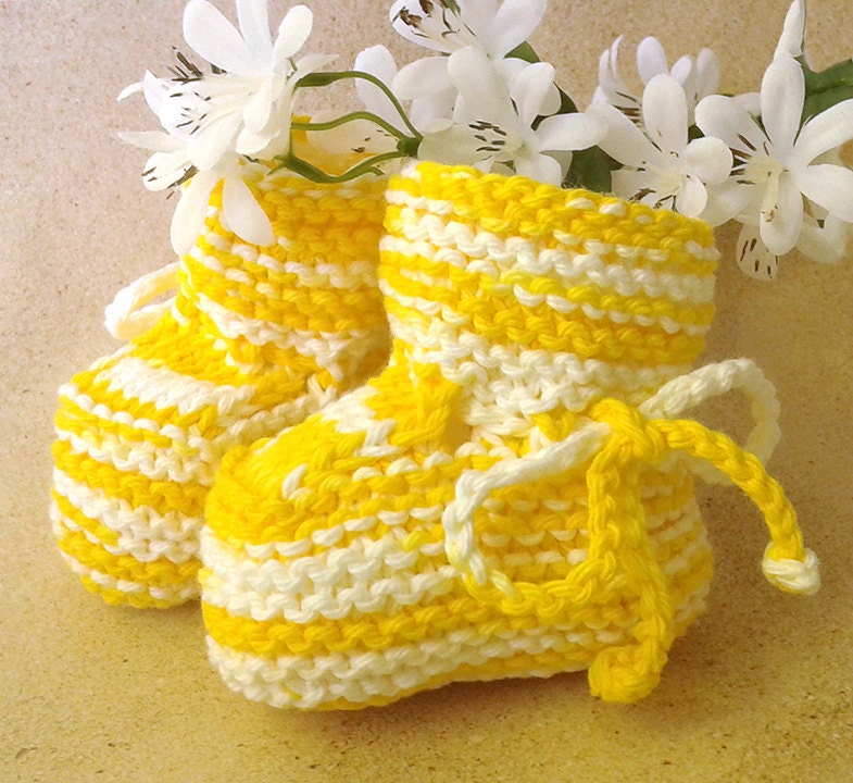 Yellow Cotton Baby Booties Cotton Knitted Infant Slippers