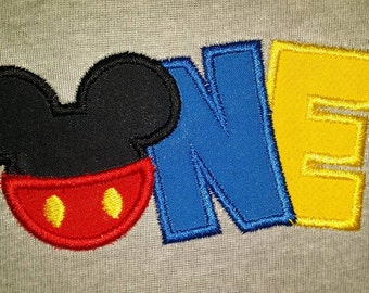 Mickey Mouse 1st Birthday Embroidery tshirt, Mickey Birthday Shirt, One Birthday Shirt, Boys first birthday shirt, Mickey Mouse Clubhouse