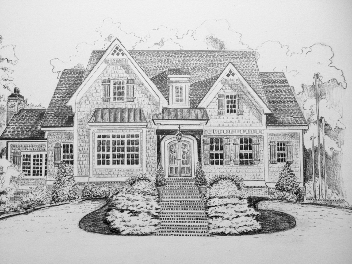 Custom pencil house sketch First anniversary gift by 