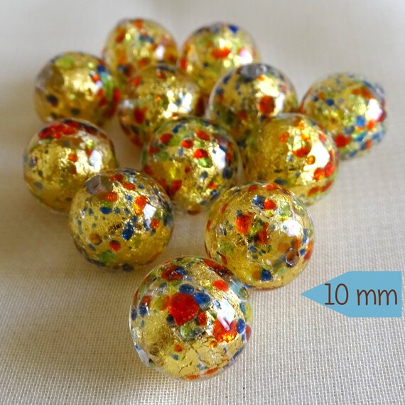 Multicolored Murano Glass Confetti Beads Sets of 2