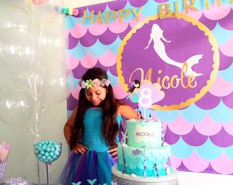 Mermaid Birthday Backdrop | Personalized Mermaid Backdrop | mermaid | Personalized