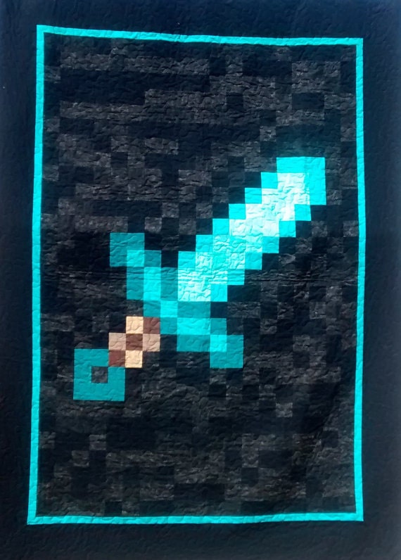 minecraft-inspired-diamond-sword-quilt-kit