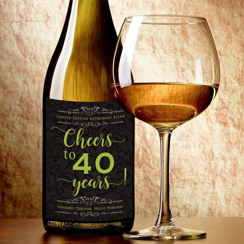 Retirement Wine labels Cheers to.. years wine Label Custom