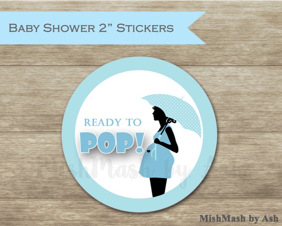 Blue Baby Shower Stickers Ready to Pop Stickers Boy Baby