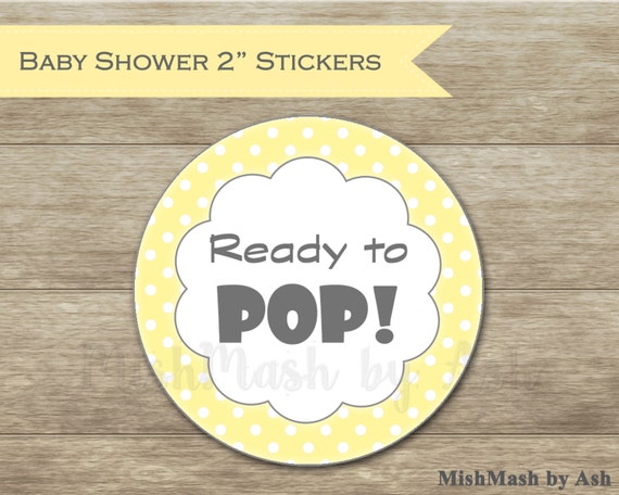 Baby Shower Stickers Ready to Pop Stickers Yellow Baby