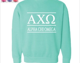 Alpha Chi Omega // A Chi O // Sorority Comfort Color Greek Letters Sweatshirt // Choose Your Color