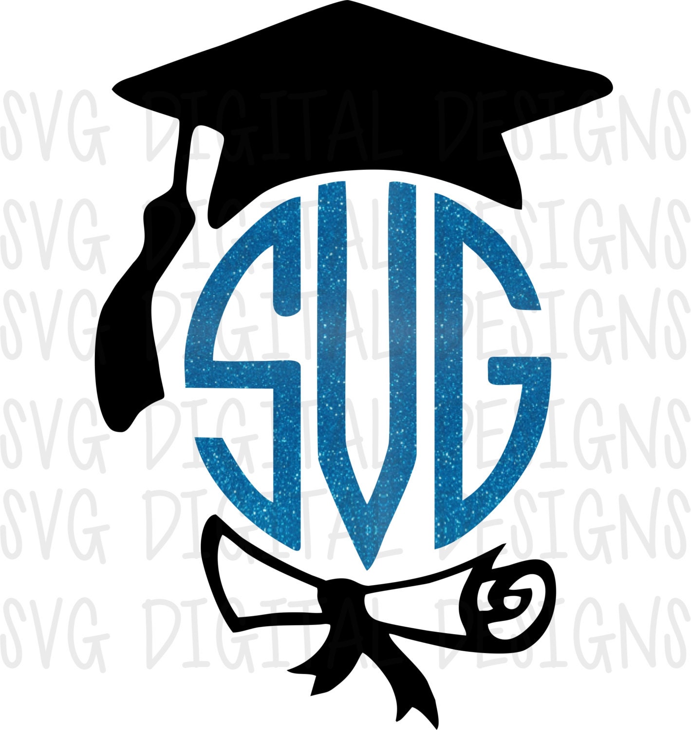 Download Graduation Cap Monogram Frame Design Electronic Die Cut/