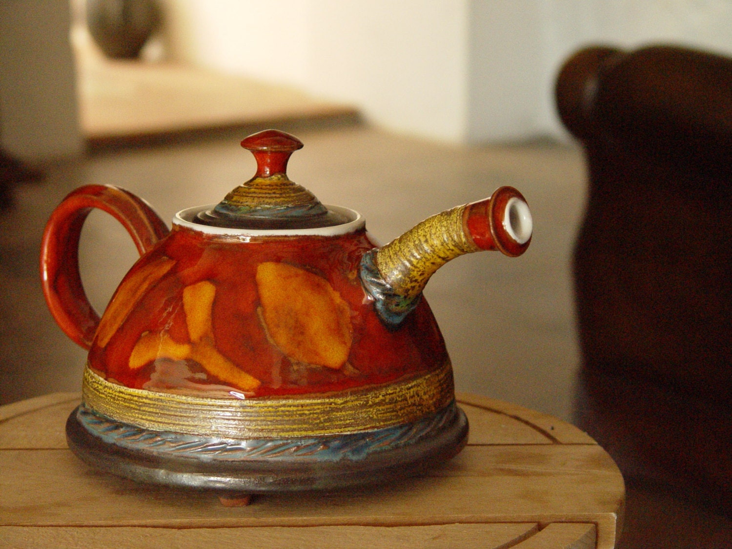 Handmade Pottery Teapot, Rustic Wedding gift, Ceramic teapot, Unique