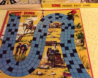 Vintage and rare 1950's board game Dondi Prarie Race Game