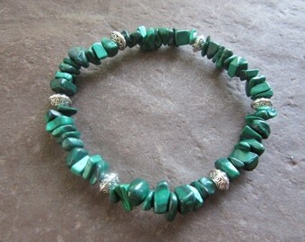 The chips malachite bracelet! Stretch bracelet in natural green malachite chips (natural genuine stone) Reiki infused