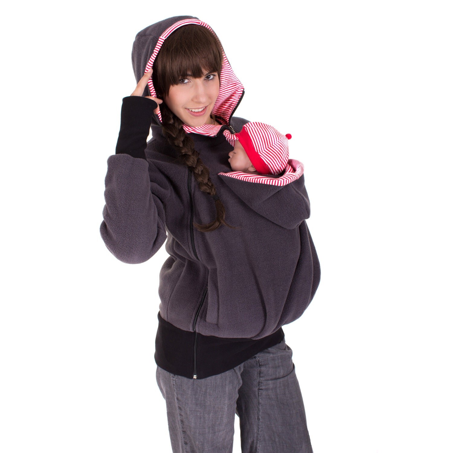 Baby carrying jacket baby carrier coat hoodie 3in1 mother