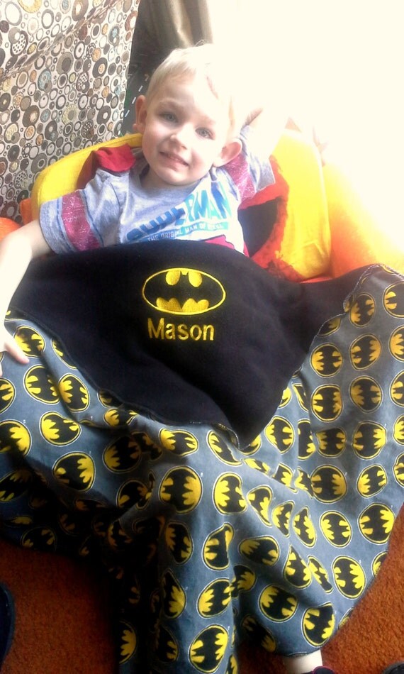 Batman Inspired Fleece Baby/Kids Blanket Personalized Name