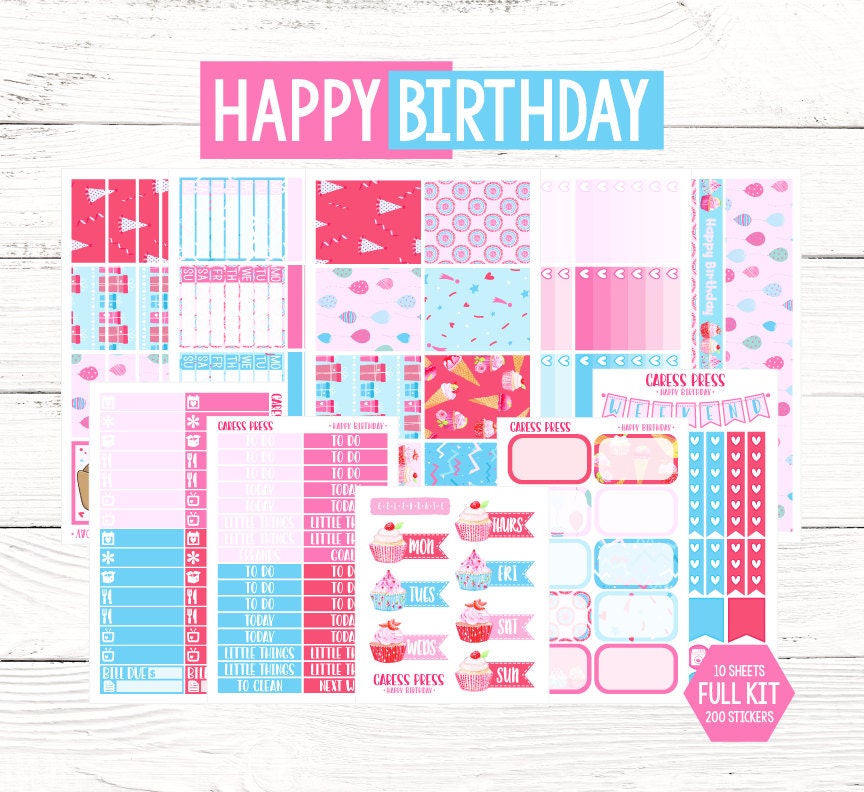 Happy Birthday Planner Kit 200 Stickers