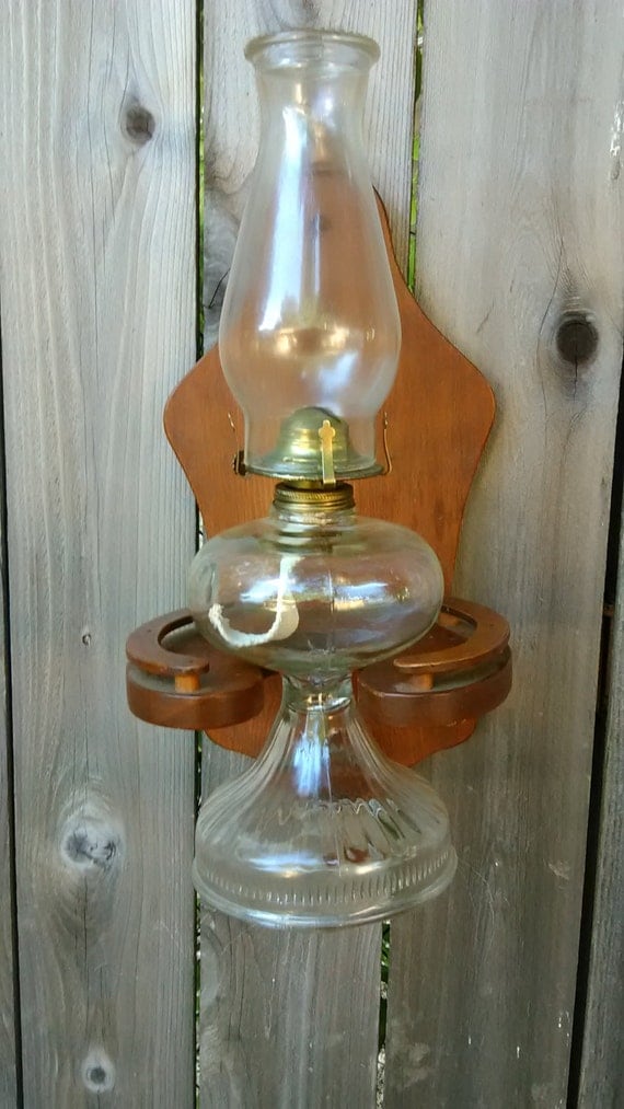 Vintage hurricane kerosene oil wooden lamp holder