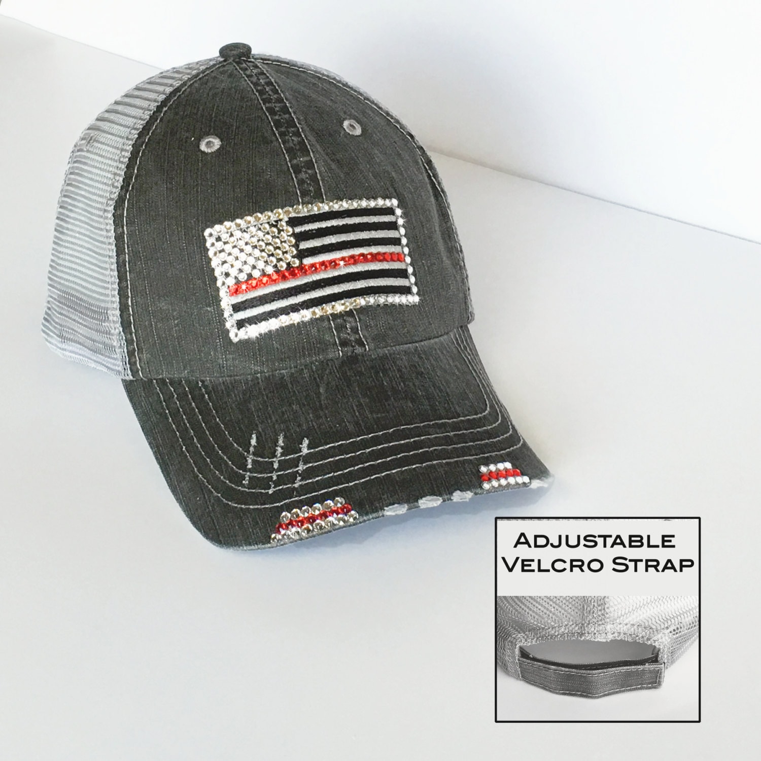 Thin Red Line Flag Baseball Cap Thin Red Line Bling Hat