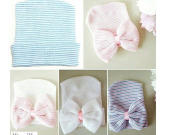 Newborn hospital hat, baby girl hat, newborn baby, newborn girl hat, hospital hat, newborn hat, baby shower gift, baby bow hat,