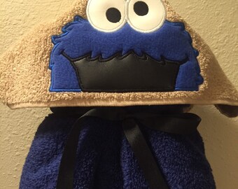 Babyhug Terry Woven Hooded Towel with Monster Design 76.2x76.2 cm - Blue