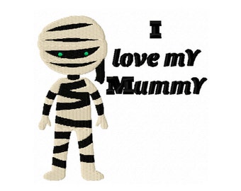 Halloween Embroidery Design, Filled Stitch, Mummy Embroidery Design, Holiday Embroidery Design, Halloween Embroidery Pattern
