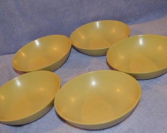 5 Plastic Yellow Gold Melmac Melamine Small Cereal Bowls