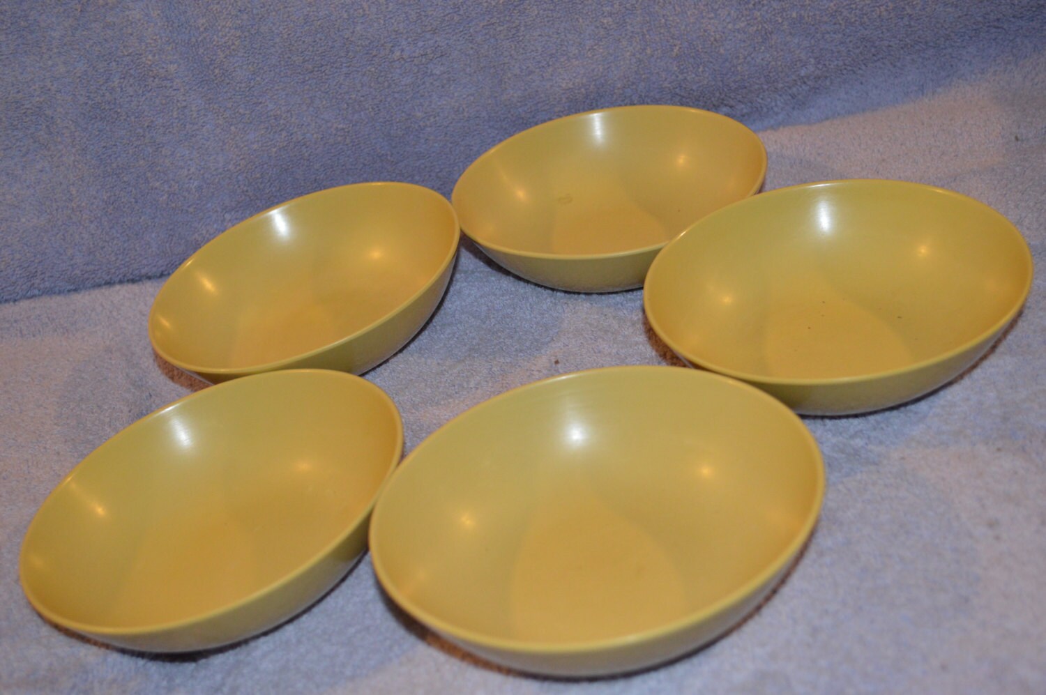 5 Plastic Yellow Gold Melmac Melamine Small Cereal Bowls