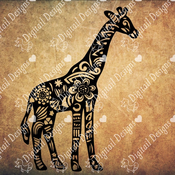 Download Zentangle Giraffe SVG dxf fcm eps ai png cut file for