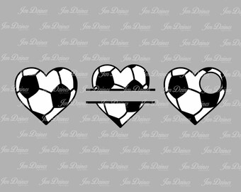 Soccer heart SVG DXF EPS, split soccer svg, soccer file, soccer monogram,soccer love, files for Cricut, Sihouette files, svg files