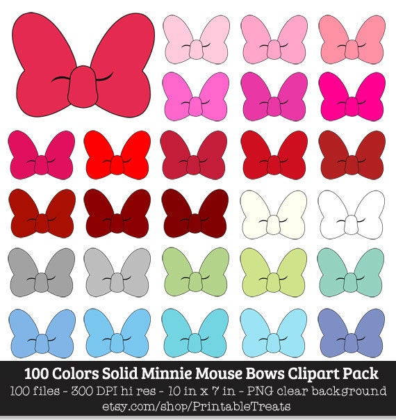 100 Colors Solid Minnie Mouse Bows Clipart Disney Mouse