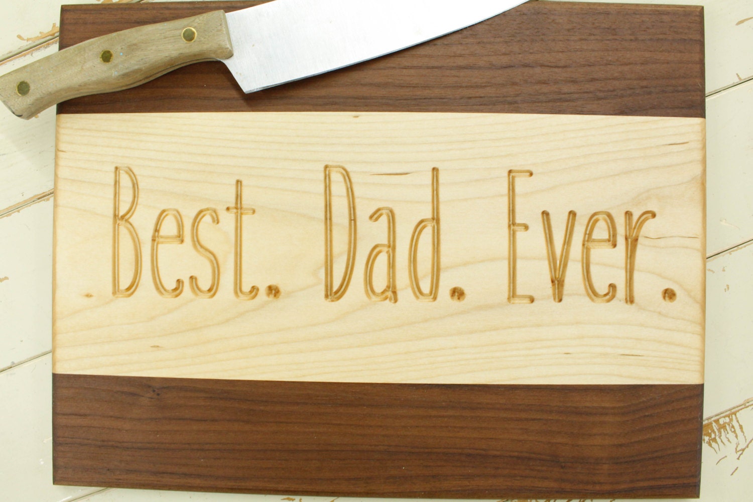 Best Dad Ever Walnut and Maple Cutting Board Fathers day